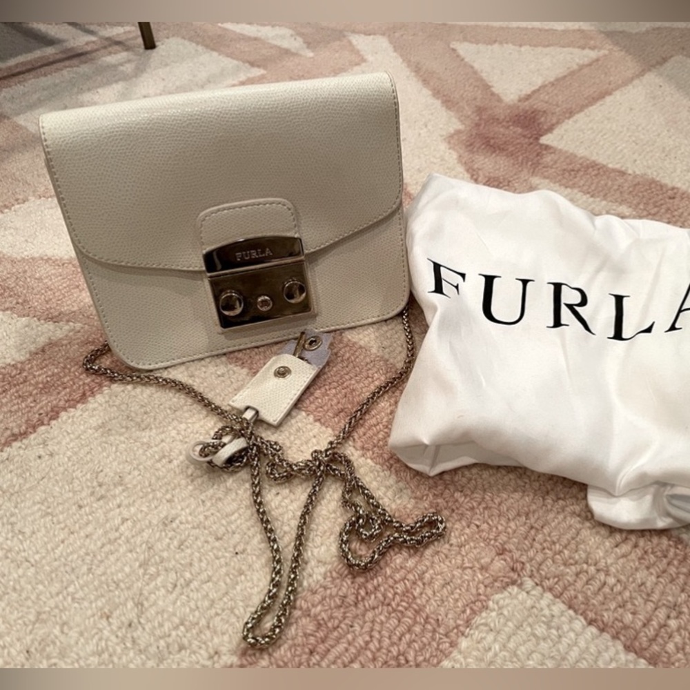 Furla Cream Crossbody Bag with Gold Accents